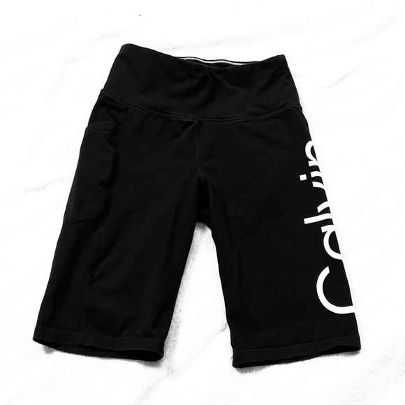 Calvin Klein Biker Shorts Mid Rise Black Graphic Print Side Pocket Extra Small - Picture 4 of 9